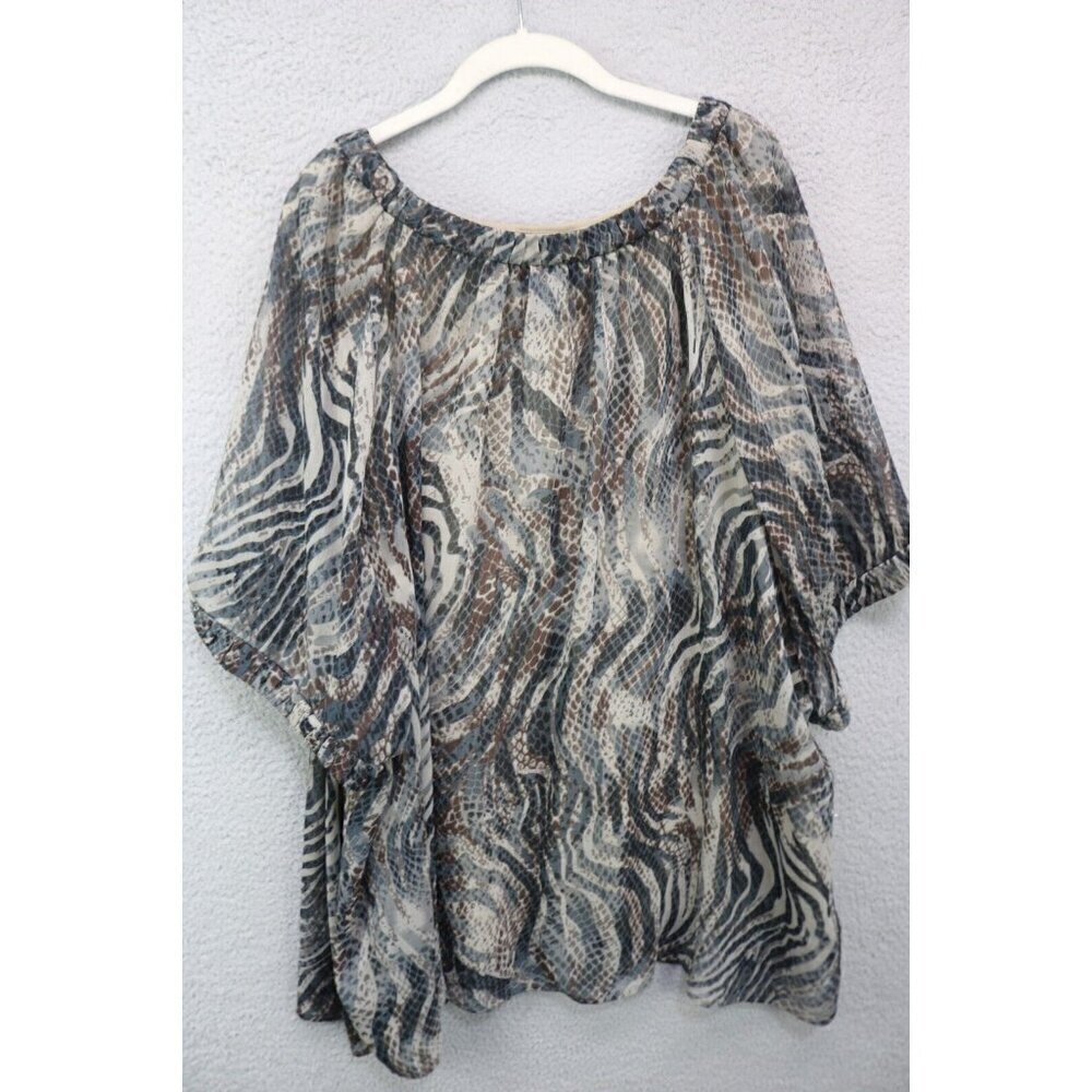 Maggie Barnes Sheer Animal Print Top w/ Tank-Size 5X (34-36W) - Picture 9 of 11